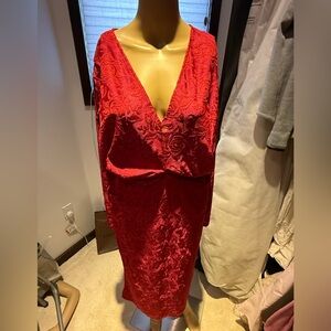 Zara Red Long Sleeve Lace Dress